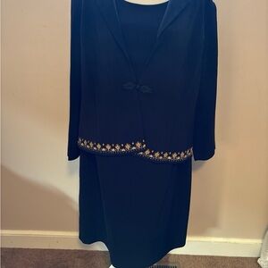 Two-Piece Dress Suit with Gold Embellishment